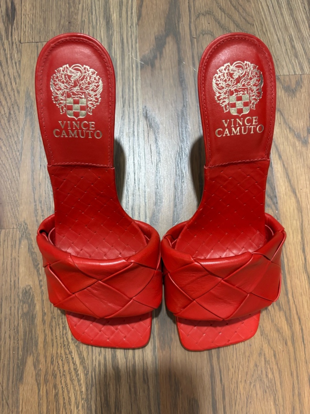 Vince Camuto NWOT Brelanie Braided Strap Sandal Red Mules Size 7 - Picture 7 of 11